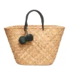 Oversized St Tropez Pom Pom Straw Tote
