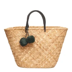 Oversized St Tropez Pom Pom Straw Tote