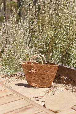 Oversized St Tropez Pom Pom Straw Tote