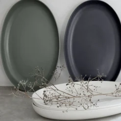 Pacifica Collection Oval Plates in Artichoke, Set of 6