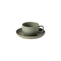 Pacifica Collection Teacups & Saucers in Artichoke, Set of 6