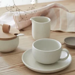 Pacifica Collection Teacups & Saucers in Artichoke, Set of 6