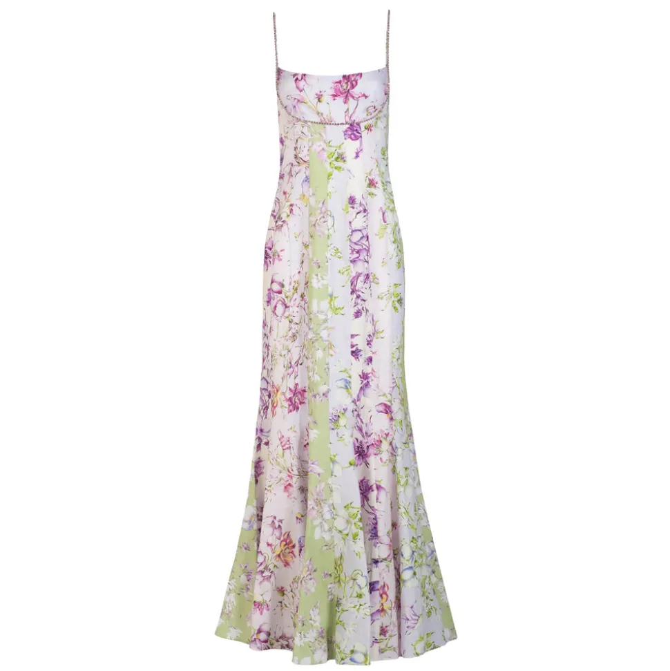 Paige Dress in Spliced Floral Linen