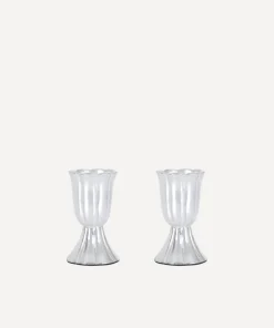 Pair of Fluted Candleholders in Silver