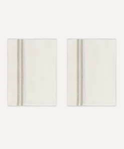 Pair of Striped Linen Tea Towels in Natural, Set of 2