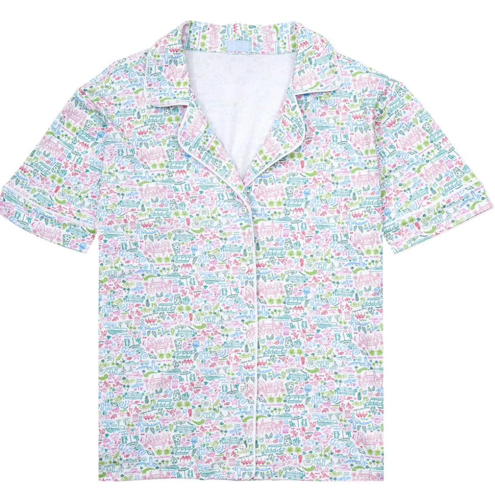 Palm Beach Women's Button Front Short Pajama Set