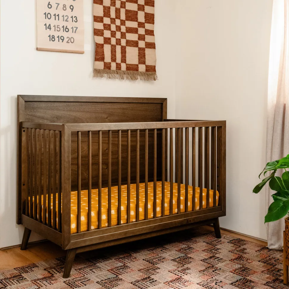 Palma 4-in-1 Convertible Crib with Toddler Bed Conversion Kit in Natural Walnut