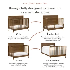 Palma 4-in-1 Convertible Crib with Toddler Bed Conversion Kit in Natural Walnut