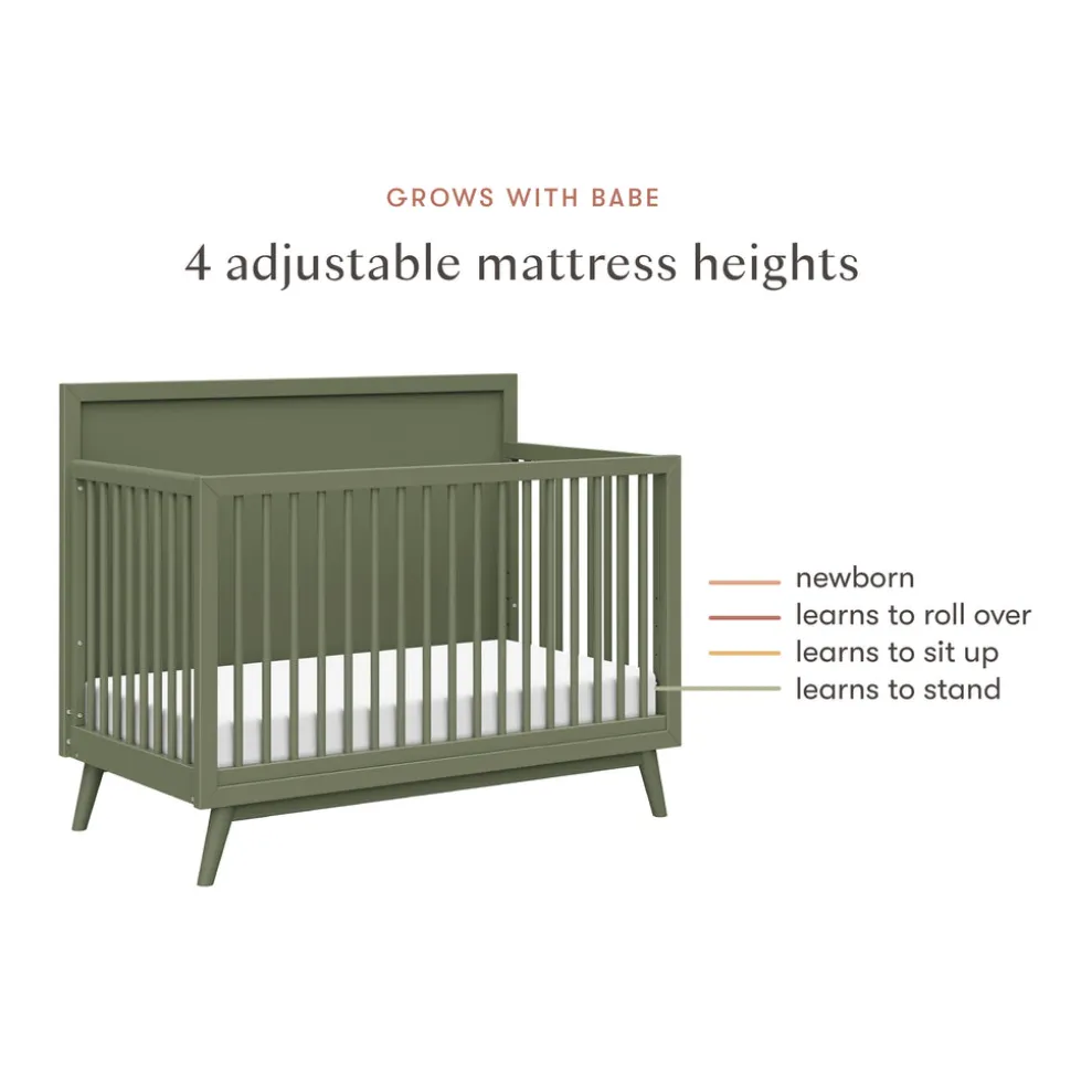 Palma 4-in-1 Convertible Crib with Toddler Bed Conversion Kit in Olive