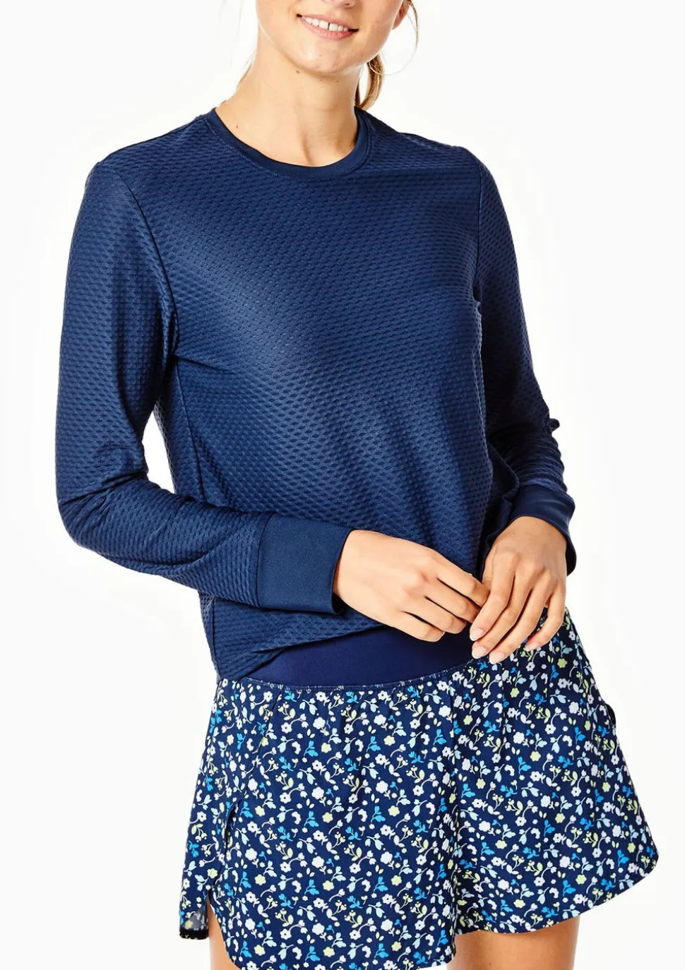 Palmetto Long Sleeve Top in Navy