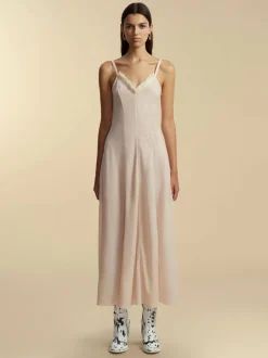 Panelled Lightweight Wool Swing Dress in Rose Quartz