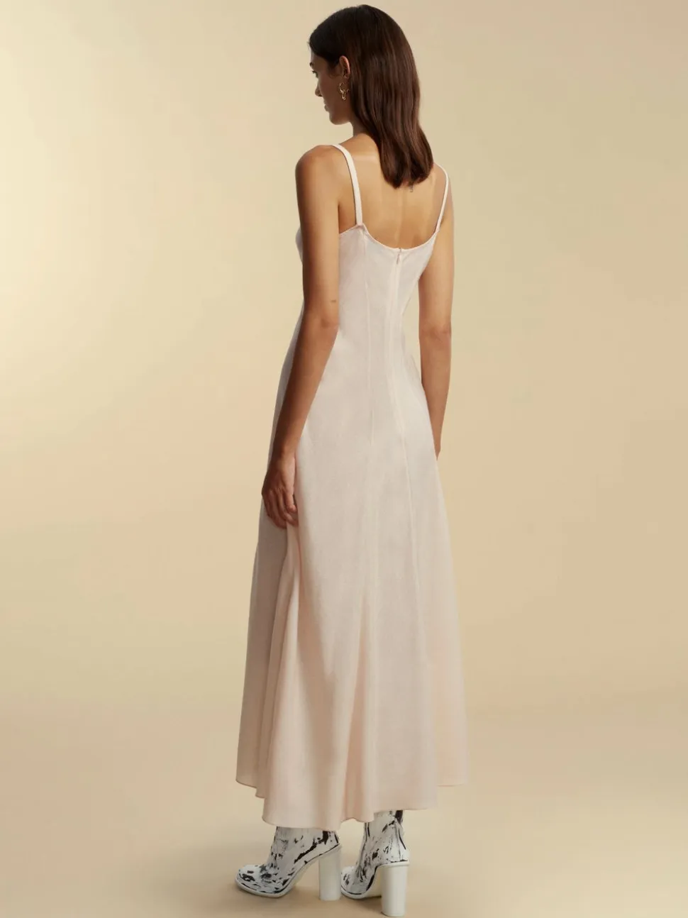 Panelled Lightweight Wool Swing Dress in Rose Quartz