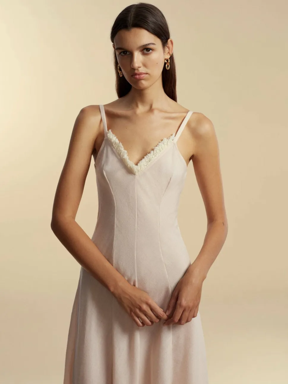 Panelled Lightweight Wool Swing Dress in Rose Quartz