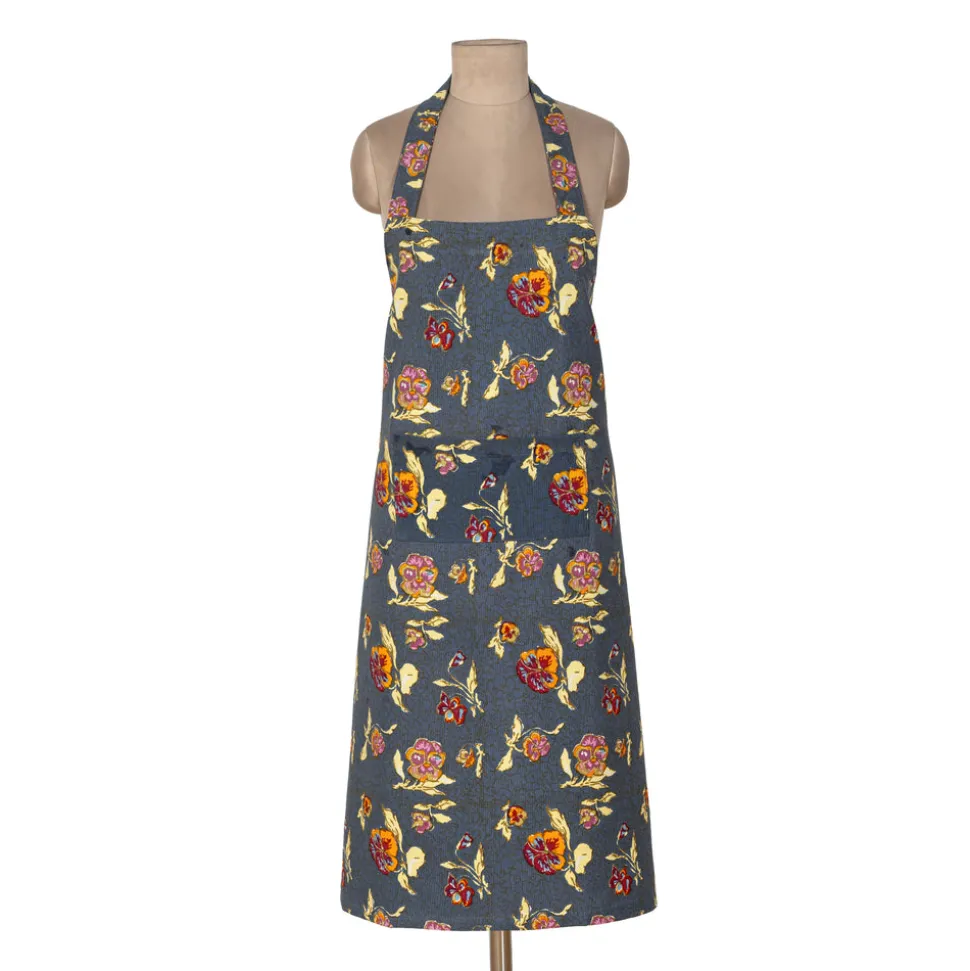 Pansy Apron Red & Grey