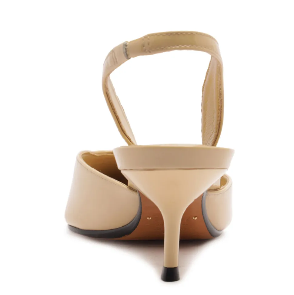 Paola Mid Patent Pump in Buff Beige