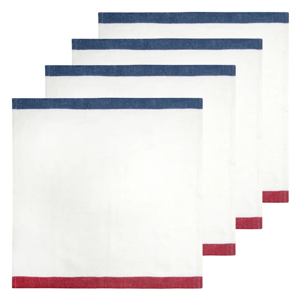 Paris Napkins in Blue & Red, Set of 2