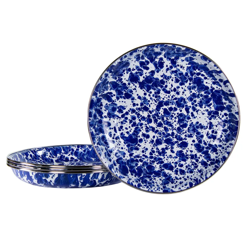 Pasta Plates in Cobalt Swirl, Set of 4