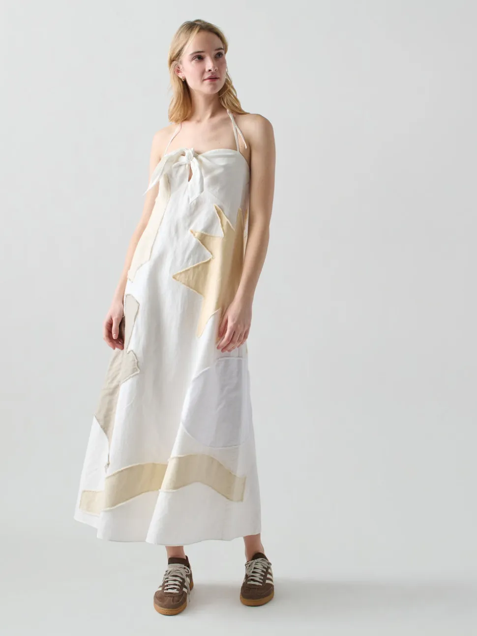 Patmos Tie Dress in Cream Multi