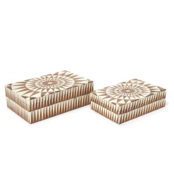 Patterned Hinge Covered Box, Set of 2