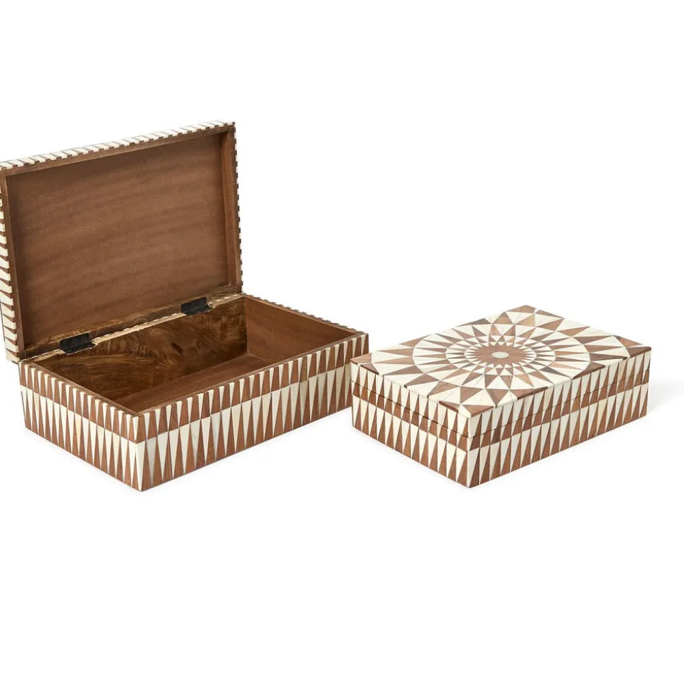 Patterned Hinge Covered Box, Set of 2