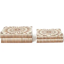 Patterned Hinge Covered Box, Set of 2