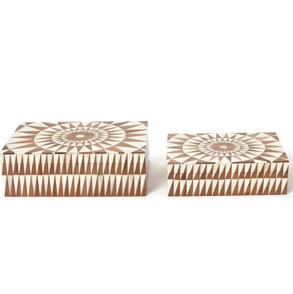 Patterned Hinge Covered Box, Set of 2