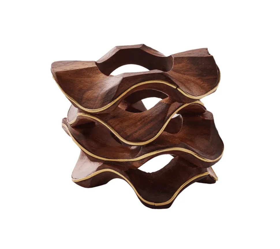 Pavilion Napkin Ring in Brown & Gold, Set of 4