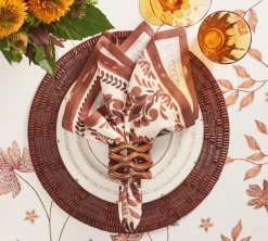Pavilion Napkin Ring in Brown & Gold, Set of 4
