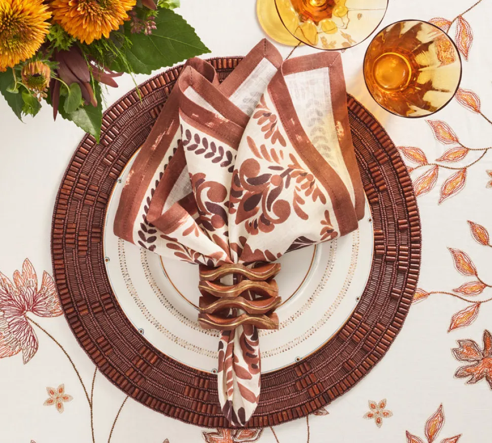 Pavilion Napkin Ring in Brown & Gold, Set of 4