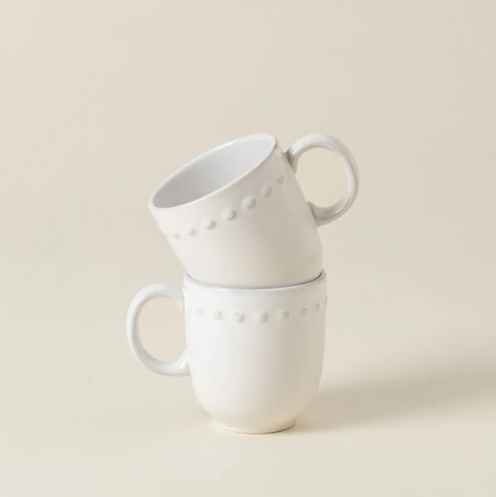 Pearl Collection Mugs in White, Set of 6