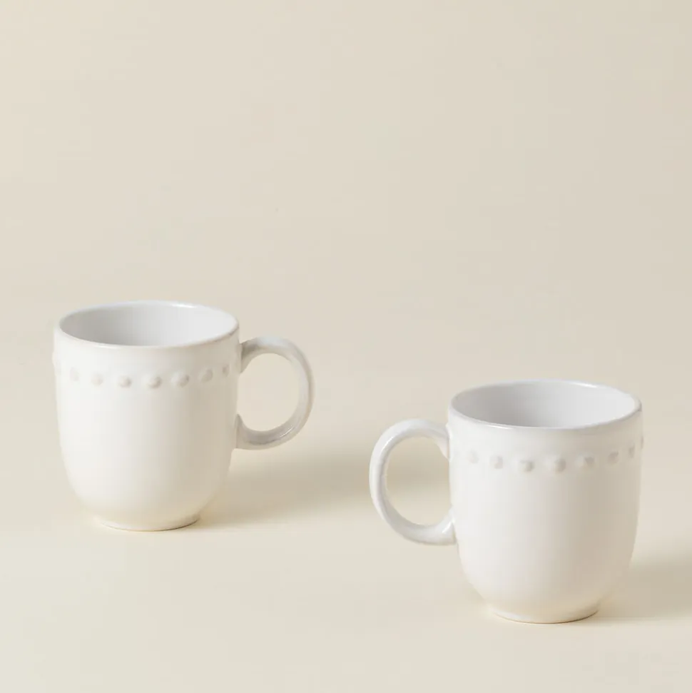 Pearl Collection Mugs in White, Set of 6