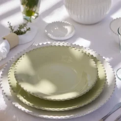 Pearl Collection Pasta Plates in Lilly Green, Set of 6