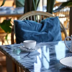 Pearl Collection Tea Cups & Saucers in White, Set of 6
