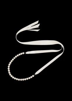 Pearl Ribbon Tie in Cream Pearl