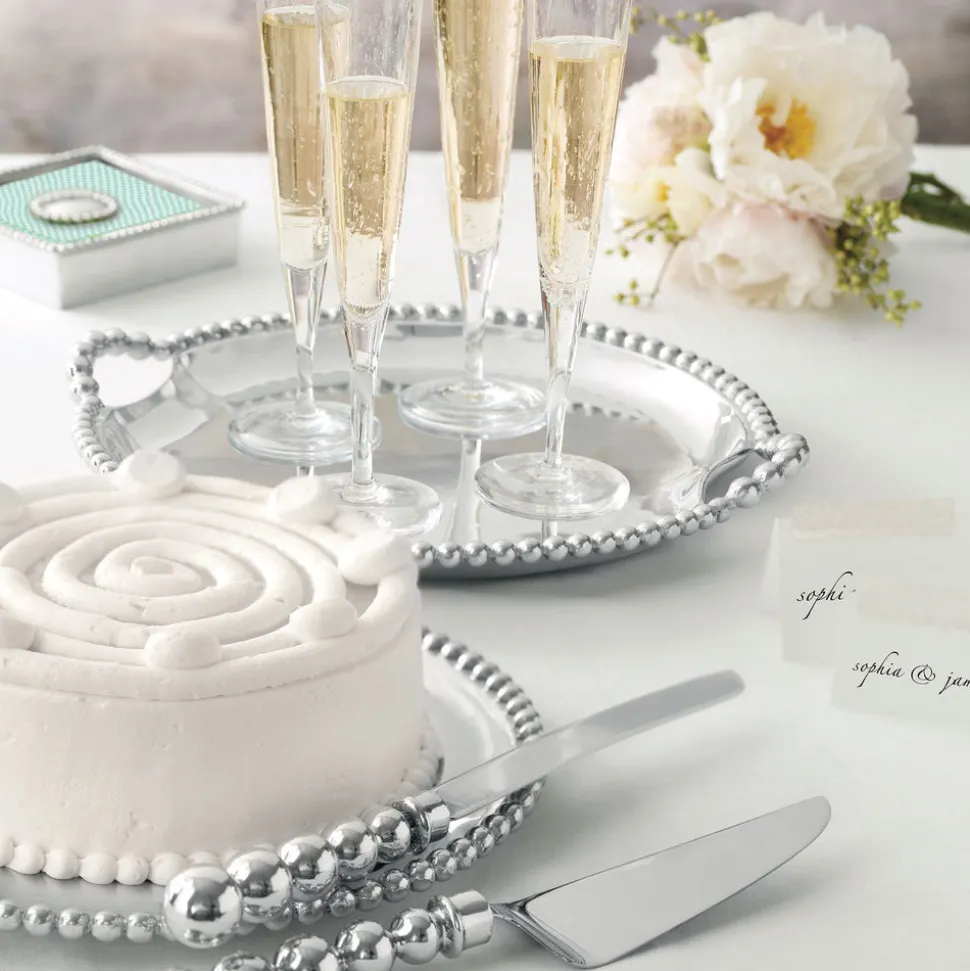 Pearled Round Handle Tray