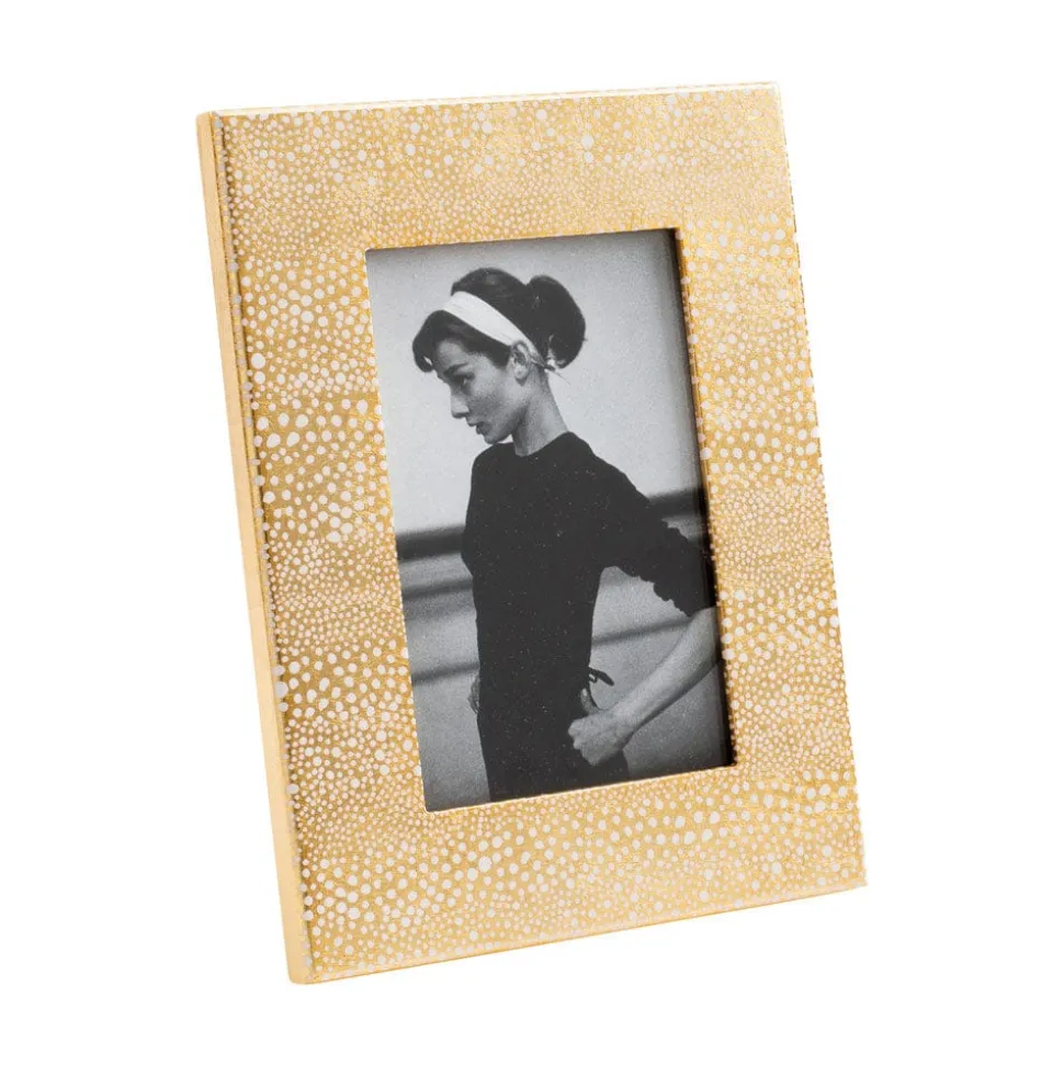Pebble Lacquer Picture Frame in Gold