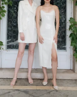 Penny Dress in Ivory Sequin Linen