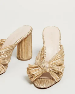 Penny Pleated Bow Heel in Gold