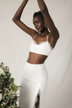 Penny Set in Ivory Sequin Linen
