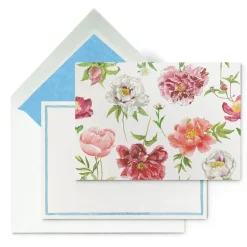 Peonies Stationery Cards, Personalized Set of 50