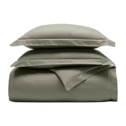 Percale Hemmed Duvet Set in Juniper