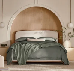 Percale Hemmed Duvet Set in Juniper