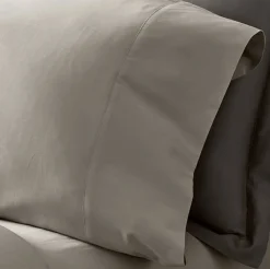 Percale Hemmed Pillowcase Set in Pewter