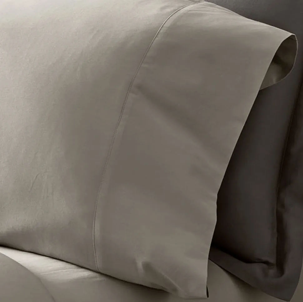 Percale Hemmed Pillowcase Set in Pewter