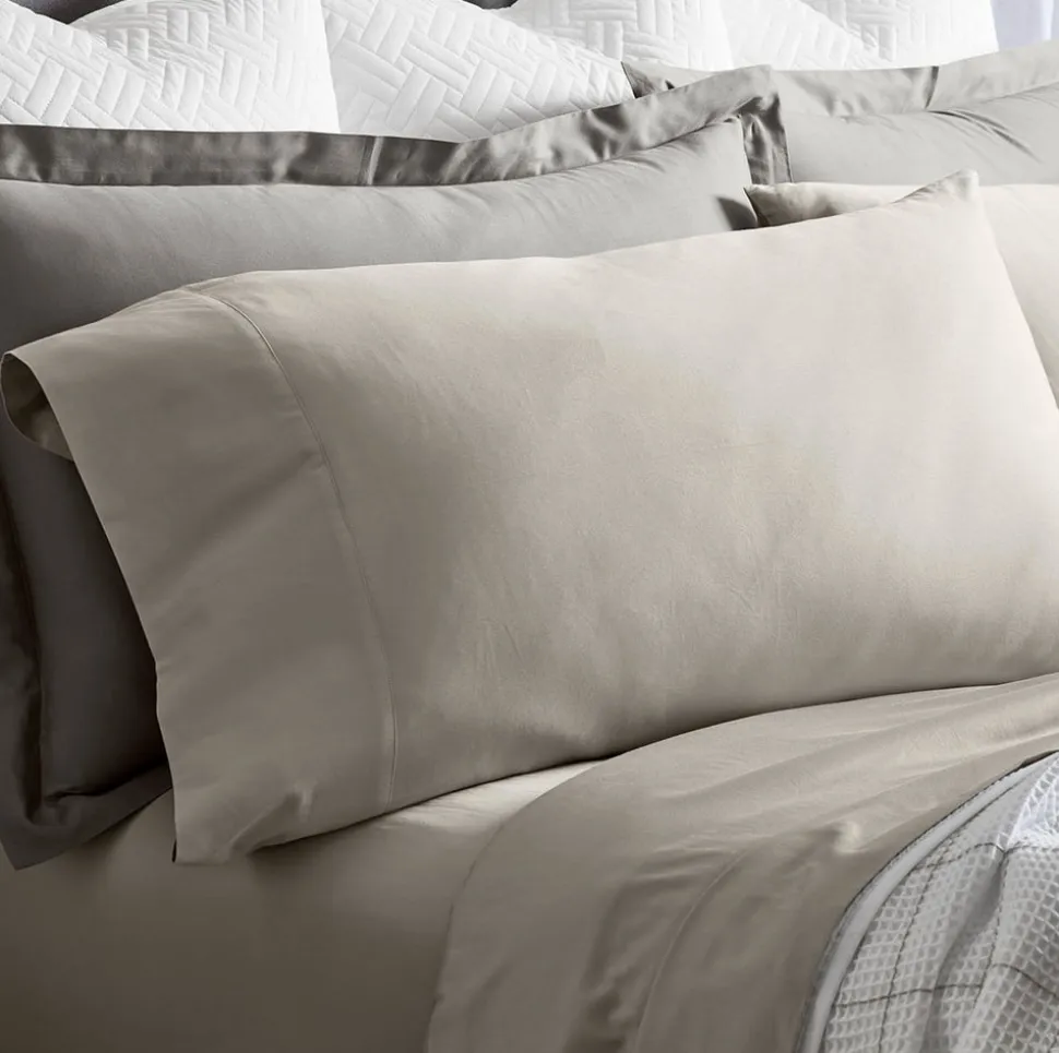 Percale Hemmed Pillowcase Set in Pewter