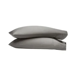 Percale Hemmed Pillowcase Set in Stone