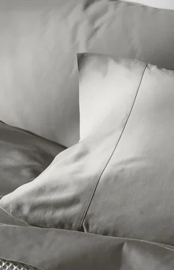Percale Hemmed Pillowcase Set in Stone