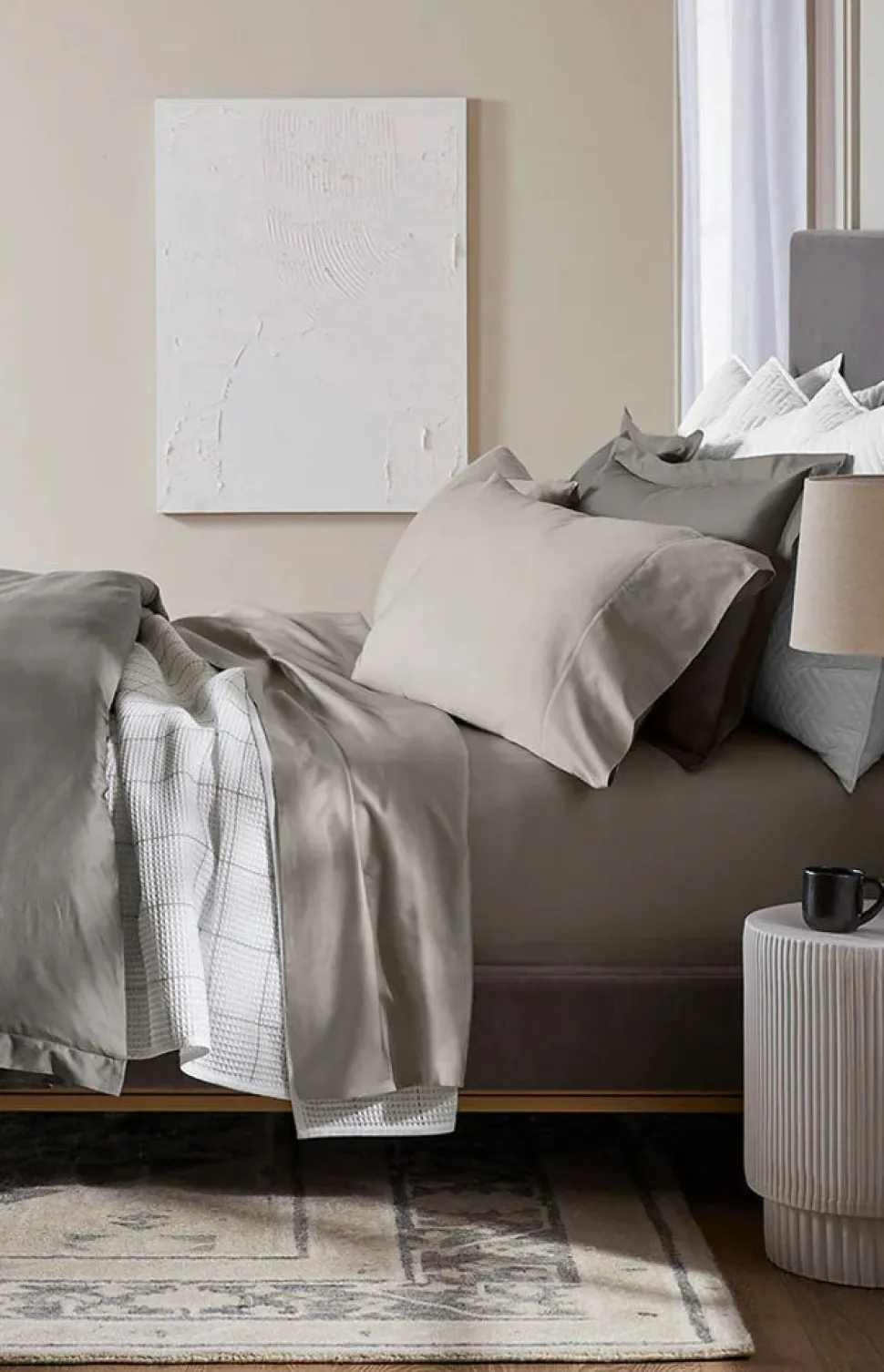 Percale Hemmed Sheet Set in Pewter
