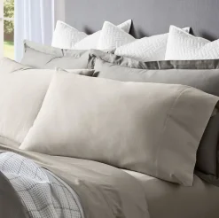 Percale Hemmed Sheet Set in Pewter