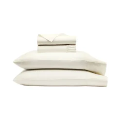 Percale Hemmed Sheet Set in Cream